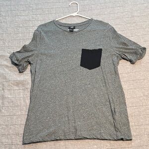 H&M Heather Gray Tee with Black Pocket